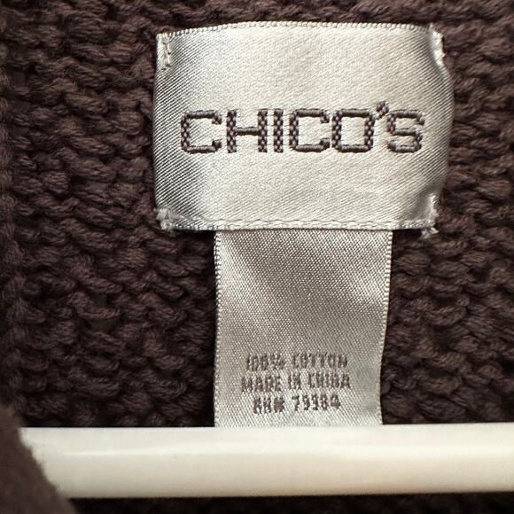 Chicos Cable Knit Sweater Vest SMALL Zip Front Preppy Career Academia Brown - Picture 6 of 11